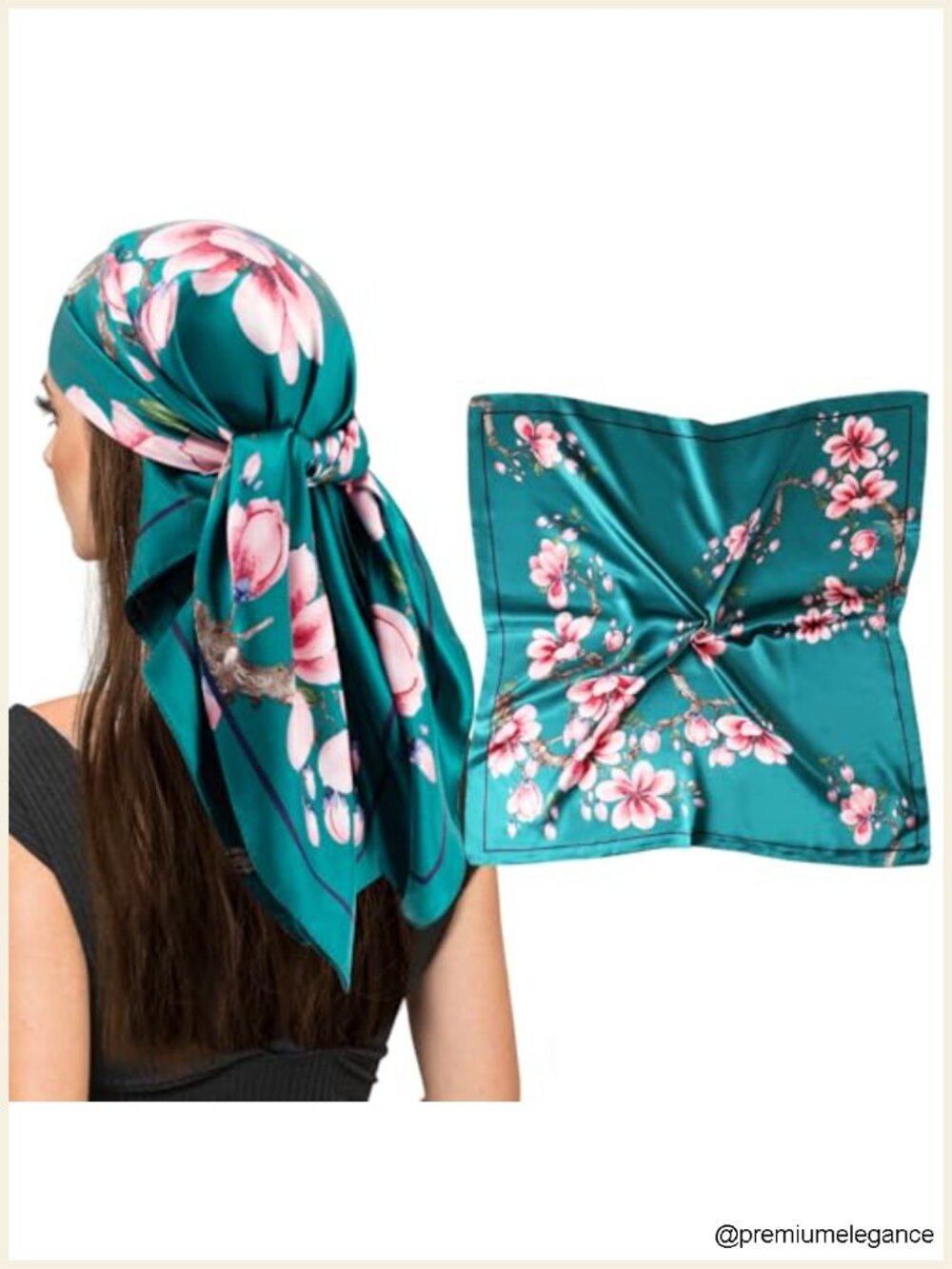 Silk Like Satin Square Scarf for Hair Wrapping, 35" Head Scarf